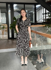 Set bộ họa tiết, quần giả váy lưng nửa thun, có túi - GR0334