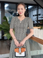 Set bộ họa tiết, quần giả váy lưng nửa thun, có túi - GR0334