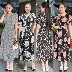 Set bộ họa tiết, quần giả váy lưng nửa thun, có túi - GR0334