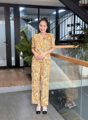 Đồ bộ trung niên tặng mẹ, áo đính nút, tay phồng, quần bo chun có túi - GR0336