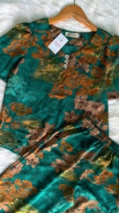 Đồ bộ trung niên tặng mẹ, áo đính nút, tay phồng, quần bo chun có túi - GR0336