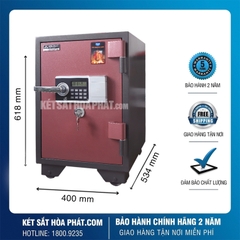 Két Sắt Hòa Phát KS386 điện tử chính hãng màu đỏ đô sang trọng