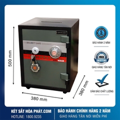 Két sắt có khe bỏ tiền phía trên công đức KCD500