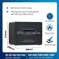 Két Sắt Mini Thông Minh Aifeibao KV316 Khóa Vân Tay Điện Tử, Kết Nối Điện Thoại