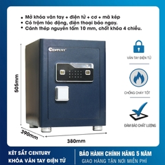 Két Sắt Century SC60VTDT Khóa Vân Tay Điện Tử, 7 Chế Độ Cảnh Báo Trộm Về Điện Thoại, Cửa Thép Dày 10mm