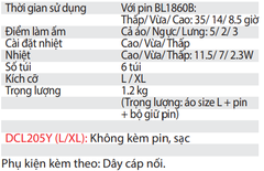 Áo Khoác Làm Ấm Dùng Pin DCJ205Y (L/XL) 18V/ 14.4V ( Không bao gồm pin , sạc )