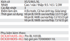 Áo Làm Ấm Dài Tay Dùng Pin DCX201A/ DCX201B (XS-->XL) 18V 12Vmax ( Không kèm pin, sạc )