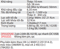 Máy Khoan, Vặn Vít Dùng Pin DF032DSAE/DF032DZ  6.35mm (1/4") 12Vmax
