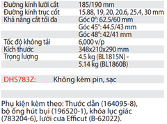 Máy Cưa Đĩa Dùng Pin DHS783Z 185/190mm  18Vx2 ( Không bao gồm pin, sạc )