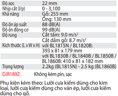 Máy Cưa Kiếm Dùng Pin DJR189Z 18V ( Không bao gồm pin, sạc )