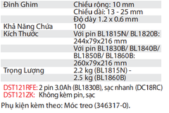 Máy Bắn Đinh Ghim Dùng Pin DST121RFE/DST121ZK 18V