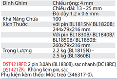 Máy Bắn Đinh Ghim Dùng Pin DST421RFE/DST421ZK 4mm 18V