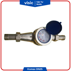 Đồng hồ nước Komax thân inox DN25 nối ren