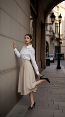 Áo sơ mi nữ TRALI 25136 màu trắng