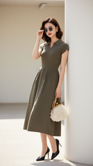 Đầm len xòe 25216 màu nâu