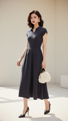 Đầm len xòe 25216 màu xám