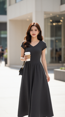 Đầm len xòe TRALI 25217 màu xám