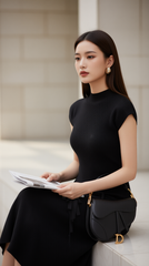 Bộ váy len TRALI 25510 màu đen