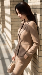 Bộ quần Tuytsi hàn Trali 25516 Sọc Nâu