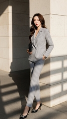 Bộ quần Tuytsi hàn Trali 25516 Sọc Ghi