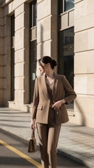 Bộ quần Vest bassic xước thái TRALI 25526 màu Nâu