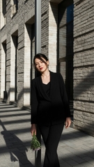 Bộ quần Tuytsi Hàn 2 lớp Trali 25520 màu Đen