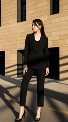 Bộ quần Tuytsi Hàn 2 lớp Trali 25520 màu Đen