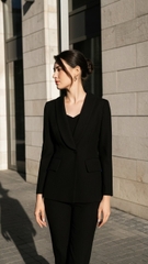 Bộ quần Tuytsi Hàn 2 lớp Trali 25520 màu Đen