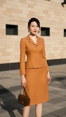 Bộ Tweed cam cổ họa tiết TRALI 25525