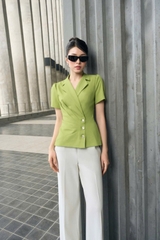 Áo sơ mi nữ TRALI 25129 xanh cốm