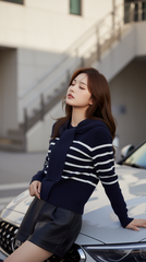 Áo len kèm khăn 25607 xanh than