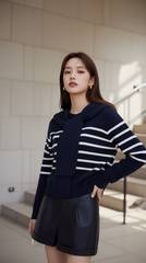 Áo len kèm khăn 25607 xanh than