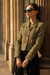 Áo vest dạ tweed TRALI 25806 Vàng Đen