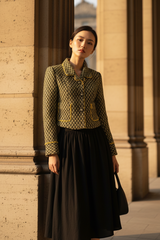 Áo vest dạ tweed TRALI 25806 Vàng Đen