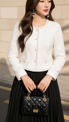 Áo Tweed hàn 2 lớp Trali 25816 màu trắng