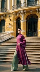 Áo dài tím tằm óng TRALI 25900