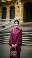 Áo dài tím tằm óng TRALI 25900