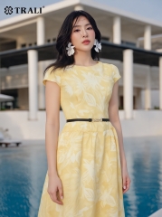 Đầm xòe hoa TRALI 25210 vàng