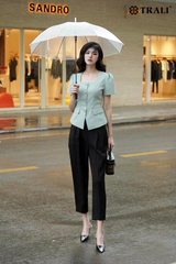 Áo sơ mi nữ TRALI 25130 màu xanh