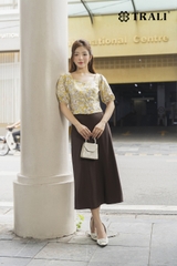 Áo Sơ Mi Nữ TRALI 24115 Màu Vàng Thô Hoa
