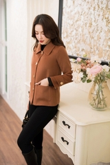 Áo Vest dạ ép 2 mặt cổ Đức TRALI 25820 màu Nâu