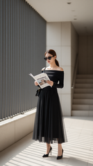 Áo len trễ vai 25608 Đen