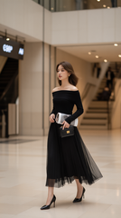 Áo len trễ vai 25608 Đen