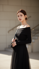 Áo len trễ vai 25608 Đen