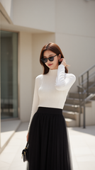 Áo len cổ 3p 25609 Trắng