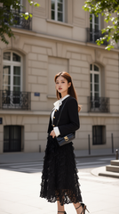 Áo vest dạ tweed TRALI 25803 đen