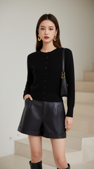 Áo khoác len thỏ TRALI 25603 màu đen