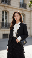 Áo vest dạ tweed TRALI 25803 đen