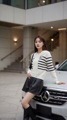 Áo len kèm khăn 25607 kem