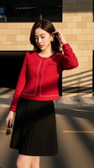 Áo khoác dạ cổ tròn TRALI 25819 màu đỏ